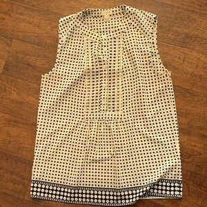 J. Crew Factory Cream and Blue Polka Dot Sleeveless Blouse